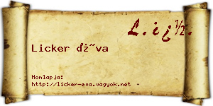 Licker Éva névjegykártya